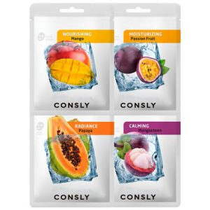 Consly Набор тканевых масок «заряд тропической энергии» - Exotic fruits, 4шт