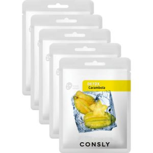 Consly Маска тканевая с экстрактом карамболы - Carambola detox mask pack, 5шт*20мл