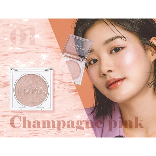 Lizda Хайлайтер глянцевый стойкий тон 01 розовый шампань - glossy fit highlighter champagne pink, 4г — изображение 5