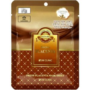 3W Clinic Маска для лица тканевая с экстрактом плаценты - Fresh placenta mask sheet, 23г
