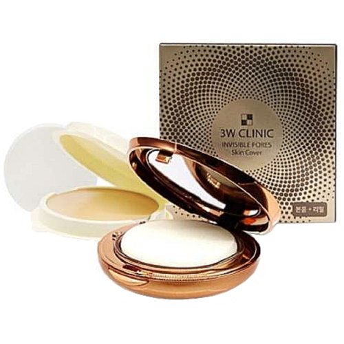 3W Clinic Пудра для лица (тон 21) + запасной блок и спонж - Invisible pores skin cover