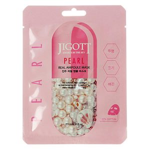 Jigott Маска ампульная с экстрактом жемчуга - Pearl real ampoule mask, 27мл