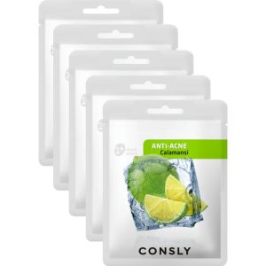 Consly Маска тканевая с экстрактом каламанси - Calamansi anti-acne mask pack, 5шт*20мл
