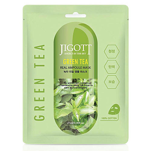Jigott Маска ампульная с зеленым чаем - Green tea real ampoule mask, 27мл