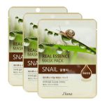 Juno Набор тканевых масок с муцином улитки - Real essence mask pack snail, 3шт