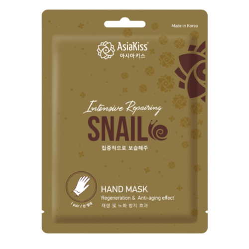AsiaKiss Маска-перчатки интенсивно увлажняющая с экстрактом слизи улитки - Snail hand mask, 1пара