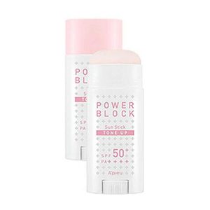 A'Pieu Стик осветляющий солнцезащитный - Power block tone up sun stick pink SPF50+/PA+++, 15г