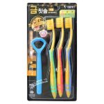 Dental Care Щетка зубная c частицами золота «мягкая щетина + скребок для языка» - Toothbrush, 3шт