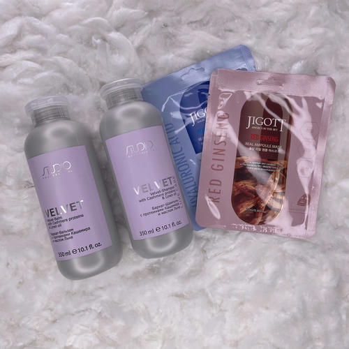 KAPOUS, Набор бархат - шампунь и бархат - бальзам для волос с протеинами кашемира и маслом льна, Luxe Care, 350 мл