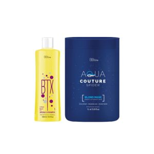BB ONE, Набор холодный ботокс для волос SPIDER BLOND DEEP HYDRATION (шаг 1 BTX Special Hair Shampoo + шаг 2), 500 мл. + 1000 мл
