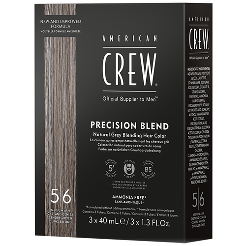 AMERICAN CREW, Камуфляж для седых волос Средний пепельный 5/6 Precision Blend, 3*40 мл