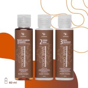NANO BRAZIL, Набор для волос CACAO BRAZIL (шаг 1 + шаг 2 + шаг 3), 3х60 мл
