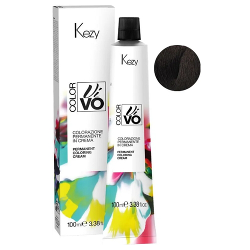 KEZY, Перманентная крем-краска для волос c коллагеном и Абиссинским маслом Colore Vivo 4.06, 100 мл