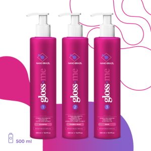NANO BRAZIL, Набор для волос GLOSS ME (шаг 1 + шаг 2 + шаг 3), 3х500 мл