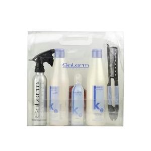 SALERM, Набор для профессионального ухода KERATIN Shot (Шампунь + Термоактивный крем + Сыворотка + Расческа), 2 x 500 мл + 100 мл