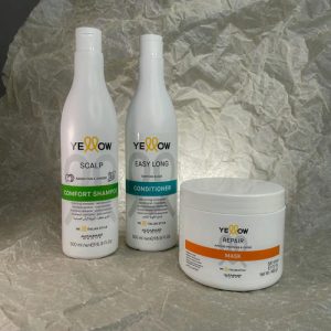 YELLOW, Набор YELLOW, Кондиционер укрепляющий для волос Easy long, 500 мл. + YELLOW Шампунь успокаивающий Scalp, 500 мл + YELLOW, Маска реконструирующий для повреждённых волос Repair, 500 мл