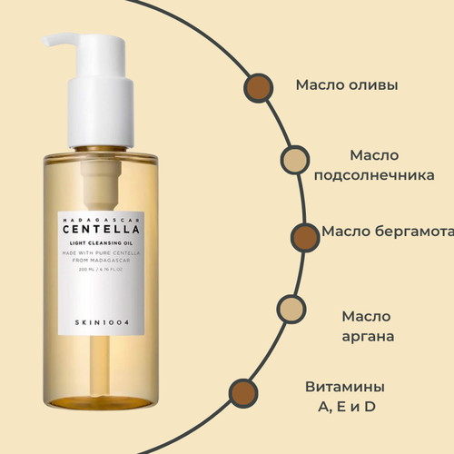 Skin1004 Легкое гидрофильное масло с экстрактом центеллы Madagascar Centella Light Cleansing Oil 200мл — изображение 2