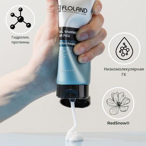 Floland Увлажняющая маска для волос Overflow Hydrating Dual Wrapping Hair Pack 120 мл — изображение 4