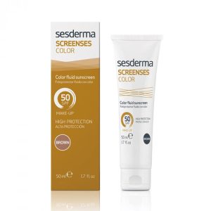 SCREENSES Color Flud SPF 50 (Brown) - Солнцезащитное тональное средство (Темный тон), 50г (MD)