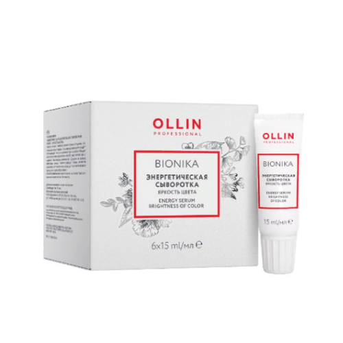 OLLIN, Энергетическая сыворотка для окрашенных волос «Яркость цвета» Ollin BioNika, 6х15 мл