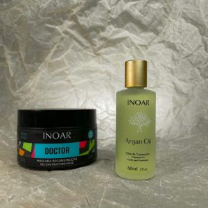 INOAR, Набор INOAR Doctor Mask Reconstruction – Маска для волос «Реконструкция», 250 гр. + INOAR Argan Oil - Увлажняющее масло для кончиков волос, 60 мл