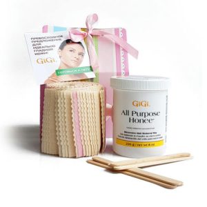 GIGI, Набор с многоцелевым воском для микроволновой печи + миткалевые полоски и шпатели, 1 шт