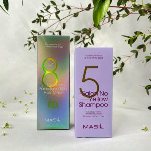 MASIL, НАБОР "ИДЕАЛЬНЫЙ БЛОНД", ТОНИРУЮЩИЙ ШАМПУНЬ ПРОТИВ ЖЕЛТИЗНЫ ВОЛОС 150 МЛ, ВОССТАНАВЛИВАЮЩАЯ СУПЕР МЯГКАЯ МАСКА ДЛЯ ОСЛАБЛЕННЫХ ВОЛОС, 100 МЛ