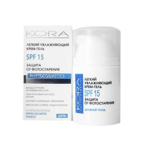 KORA, Легкий увлажняющий крем-гель SPF-15 для лица, 50 мл