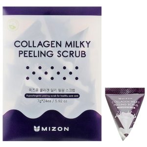 MIZON, Молочный пилинг-скраб для лица с коллагеном Collagen Milky Peeling Scrub, 24*7 гр
