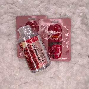 JIGOTT, Набор Очищающая вода с экстрактом граната, 530 мл, Тканевая маска для лица с экстрактом граната, 3 шт