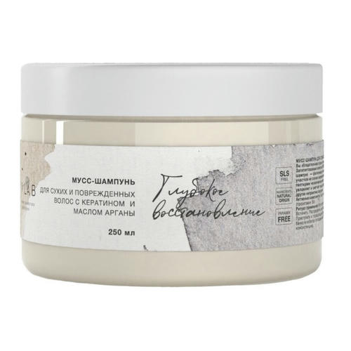 19 LAB, Мусс-Шампунь для сухих волос с кератином и маслом арганы "Глубокое восстановление", 250 мл