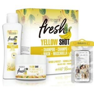 SALERM, Набор BIOKERA Fresh Yellow Shot (Шампунь + Маска + Чехол), 300 мл + 250 мл