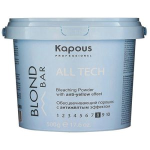 KAPOUS, Обесцвечивающий порошок «All Tech» с антижелтым эффектом Blond Bar, 500 гр