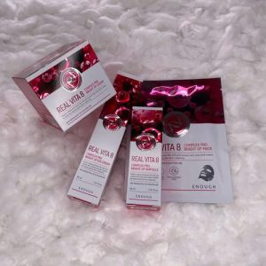 ENOUGH, Набор Крем для век с витаминами, 30 мл, Питательный крем для лица с витаминами, 50 мл, Сыворотка для лица с комплексом витаминов, 30 мл, Тканевая маска для сияния кожи 1 шт