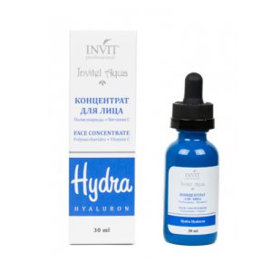 INVIT, Сыворотка-концентрат увлажняющая от морщин для лица осветляющая Полисахариды + Витамин С, Invitel Aquа, 30 мл