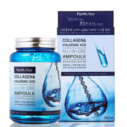 FARMSTAY, Ампульная сыворотка для лица с гиалуроновой кислотой и коллагеном Collagen & Hyaluronic Acid All-In-One Ampoule, 250 мл — изображение 2