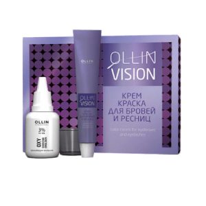 OLLIN, Крем-краска для бровей и ресниц в наборе (графит) Vision graphite, 20*20 мл