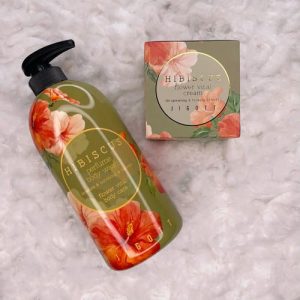 JIGOTT, Набор Гель для душа с ароматом гибискуса, 750 мл и Крем питательный для лица с экстарктом гибискуса, 100 мл