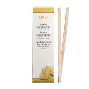 GIGI, Деревянный закругленный шпатель (мини) для нанесения воска Spatula Petite, 100 шт./уп