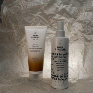 FOUR REASONS, Набор FOUR REASONS Color Mask Тонирующая маска для поддержания цвета окрашенных волос Toffee Ириска, 200 мл + FOUR REASONS, Спрей для кристального блеска и суперсильной фиксации Original, 250 мл