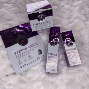 ENOUGH, Набор Крем для лица восстанавливающий с пептидами, 50 мл, Омолаживающий крем для глаз с пептидами, 30 мл, Восстанавливающая сыворотка для лица с пептидами, 30 мл, Тканевая маска с пептидами, 1 шт