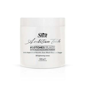 SHOT, Черный обесцвечивающий порошок 10 тонов для волос Ambition Colour, 500 гр