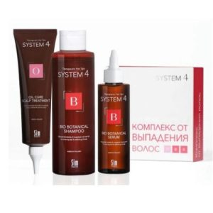 SIM SENSITIVE, Комплекс от выпадения волос SYSTEM 4 (Биоботанический шампунь + сыворотка + маска-пилинг "О"), 250 мл + 150 мл + 150 мл