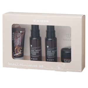MIZON, Набор Snail Miniature Set: тонер для лица, эссенция для лица, пенка для умывания, крем для лица, 2 х 50 + 30 + 15 мл