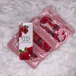 JIGOTT, Набор Крем для рук с экстрактом розы, 100 мл, Тканевая маска для лица с экстрактом граната, 3 шт