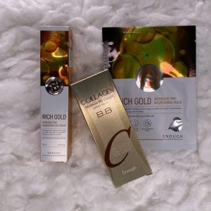 ENOUGH, Набор Увлажняющий BB-крем с коллагеном, 50 мл, Питательный крем для глаз с золотом, 30 мл, Тканевая маска с золотом 1 шт