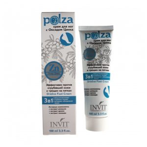 INVIT, Крем от трещин на пятках и огрубевшей кожи с Оксидом Цинка Polza, 100 мл