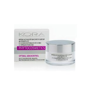 KORA, Крем ночной биорегулятор для комбинированной жирной кожи с пребиотиком, 50 мл