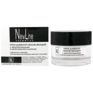 NEW LINE, Крем дневной обновляющий с фитопептидами и морским коллагеном, 50 мл