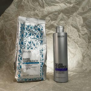 MAXIMA, Набор MAXIMA RAPID HAIR BLEACH BLUE (голубой) ПАКЕТ обесцвечивающий ПОРОШОК, 500 гр + MAXIMA SILVER SHAMPOO ANTI-YELLOW шампунь анти-желтый эффект, 250 мл